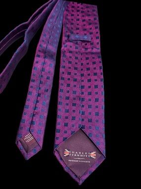 Copy listing Charles Tyrwhitt Magenta and Navy Geometric Silk Tie